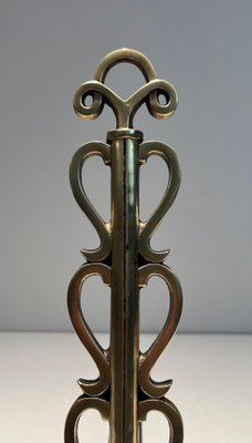 Brass and Wrought Iron Chenets in the style of Raymond Subes, 1940s, Set of 2-BA-1516227