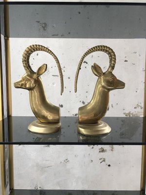 Brass Antelope Bookends, 1950s, Set of 2-LCU-689751