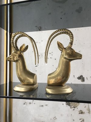 Brass Antelope Bookends, 1950s, Set of 2-LCU-689751