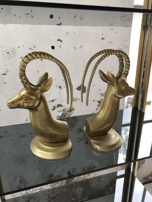 Brass Antelope Bookends, 1950s, Set of 2-LCU-689751