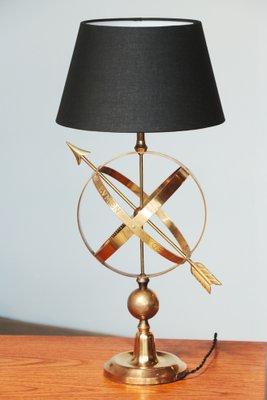 Brass Arrowed Armillary Sphere Table Lamp-YRI-1393228