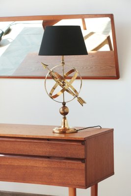 Brass Arrowed Armillary Sphere Table Lamp-YRI-1393228