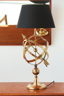 Brass Arrowed Armillary Sphere Table Lamp-YRI-1393228