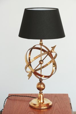 Brass Arrowed Armillary Sphere Table Lamp-YRI-1393228