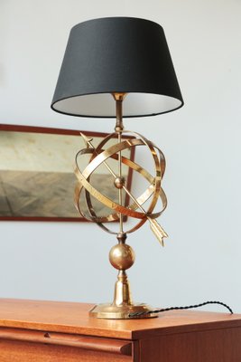 Brass Arrowed Armillary Sphere Table Lamp-YRI-1393228