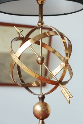 Brass Arrowed Armillary Sphere Table Lamp-YRI-1393228