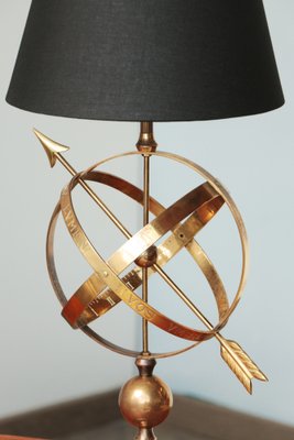 Brass Arrowed Armillary Sphere Table Lamp-YRI-1393228