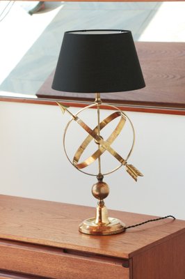 Brass Arrowed Armillary Sphere Table Lamp-YRI-1393228