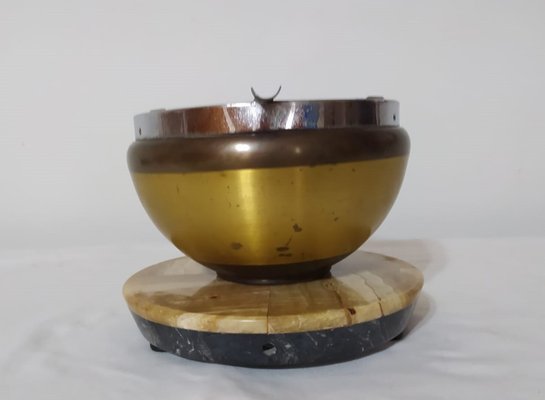 Brass Ashtray with Marble Base, 1960s-SNX-1368506