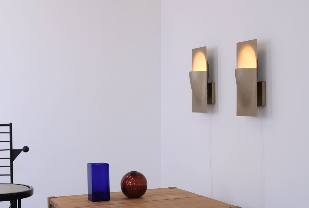 Brass Balance Wall Lamps by Bertrand Balas for Raak, 1960s, Set of 2