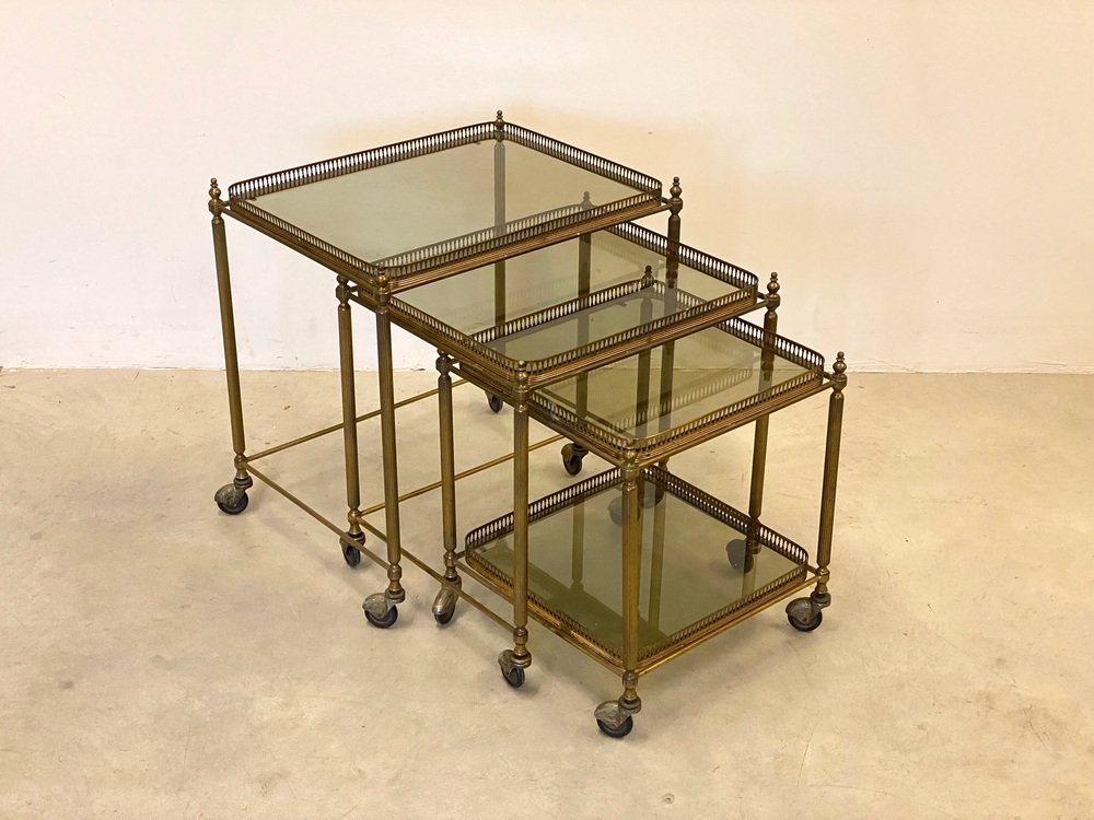 Brass Bar Carts, 1960s, Set of 3