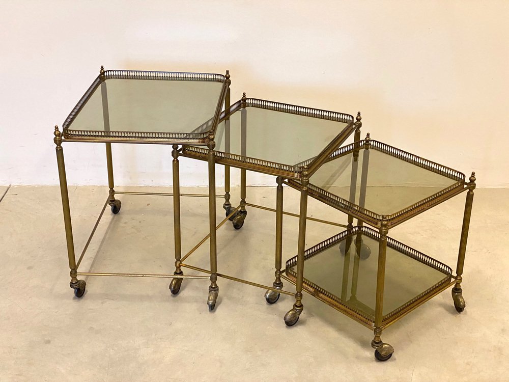 Brass Bar Carts, 1960s, Set of 3