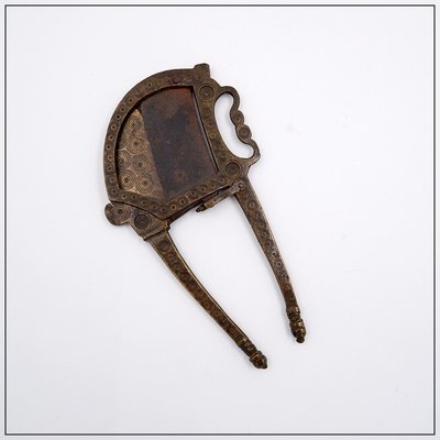 Brass Betel Nut Cutter with Chiseled Decoration, India-NYF-2024157