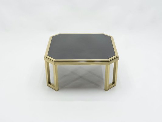 Brass, Black Opaline Glass Coffee Table from Maison Jansen, 1970s-YJA-715466