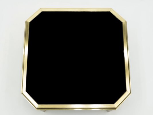 Brass, Black Opaline Glass Coffee Table from Maison Jansen, 1970s-YJA-715466