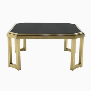 Brass, Black Opaline Glass Coffee Table from Maison Jansen, 1970s-YJA-715466