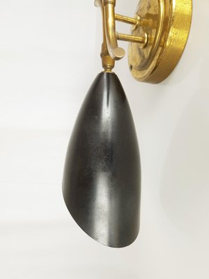 Brass, Black & White Metal Sconce, 1950s-RD-1807012