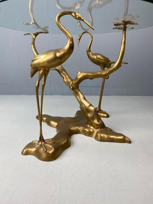 Brass Bonsai Tree & Cane Bird Side Table by Willy Daro, Belgium, 1970s-DT-2026294