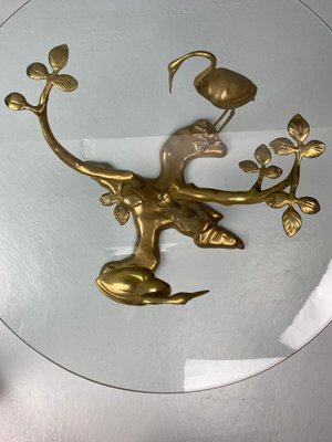 Brass Bonsai Tree & Cane Bird Side Table by Willy Daro, Belgium, 1970s-DT-2026294