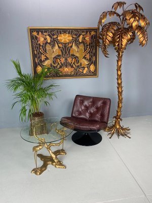 Brass Bonsai Tree & Cane Bird Side Table by Willy Daro, Belgium, 1970s-DT-2026294