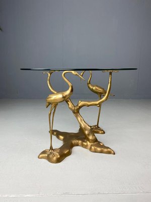 Brass Bonsai Tree & Cane Bird Side Table by Willy Daro, Belgium, 1970s-DT-2026294