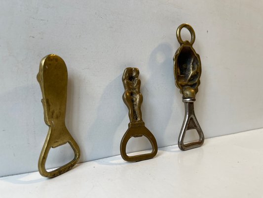 Brass Bottle Cap Openers, 1920s, Set of 3-LCR-1408452