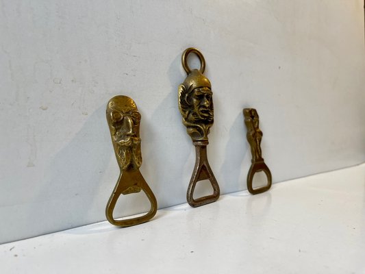 Brass Bottle Cap Openers, 1920s, Set of 3-LCR-1408452