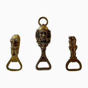 Brass Bottle Cap Openers, 1920s, Set of 3-LCR-1408452