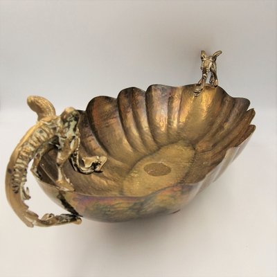 Brass Bowl with Dragon-Shaped Handles, 1890s-WK-1785610