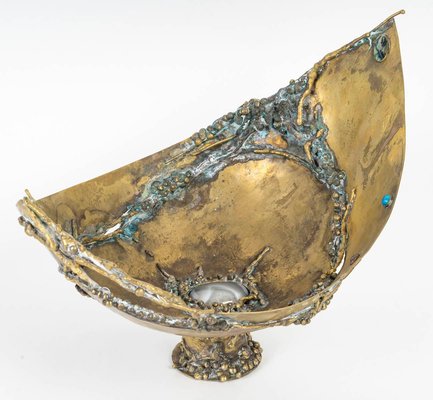 Brass Bowl with Inlay of Semi-Precious Stones, 1960-WFS-2023160