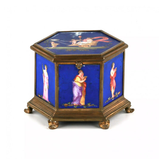 Brass Box with Muses on Porcelain Panels