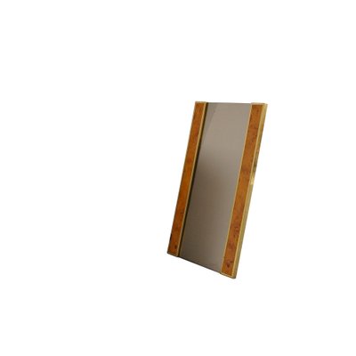 Brass & Briarwood Wall Mirror, 1970s-JQO-1124418