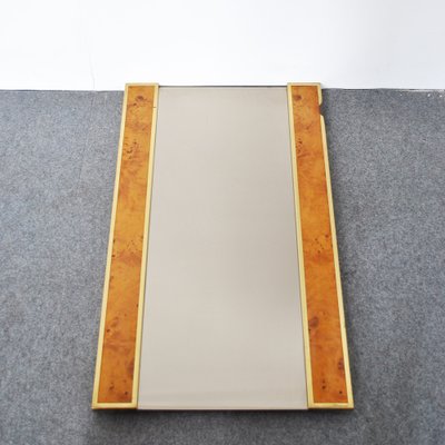 Brass & Briarwood Wall Mirror, 1970s-JQO-1124418