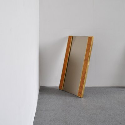 Brass & Briarwood Wall Mirror, 1970s-JQO-1124418