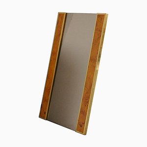 Brass & Briarwood Wall Mirror, 1970s-JQO-1124418