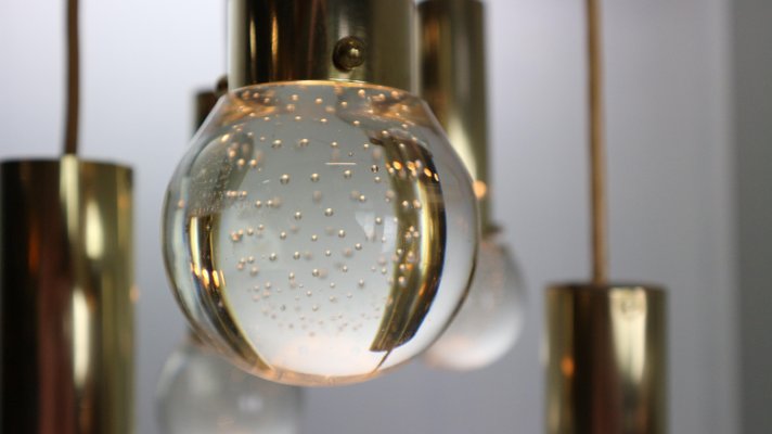 Brass Bubble Pendant Lamp Model SP/16 by Gino Sarfatti for Arteluce, Italy, 1950s-DT-2026153