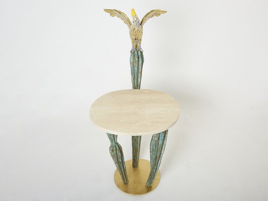 Brass Cactus and Parrot Console Table from Alain Chervet, 1989-YJA-1332875