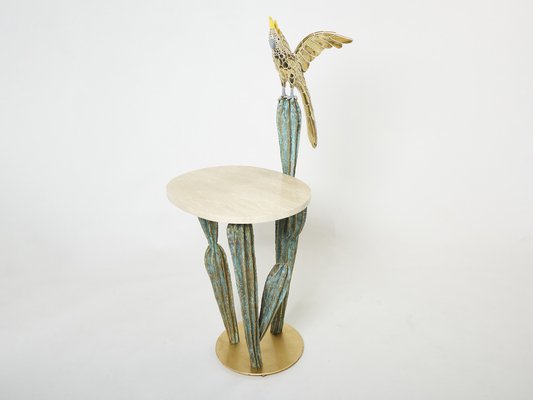 Brass Cactus and Parrot Console Table from Alain Chervet, 1989-YJA-1332875