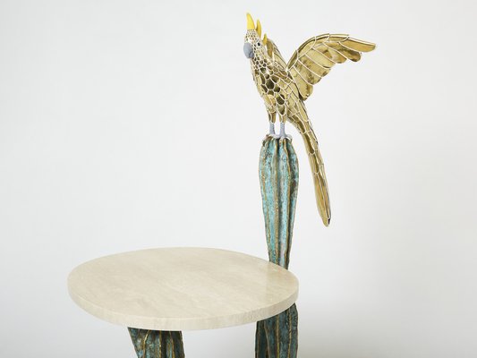 Brass Cactus and Parrot Console Table from Alain Chervet, 1989-YJA-1332875