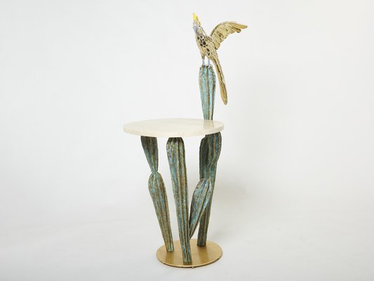 Brass Cactus and Parrot Console Table from Alain Chervet, 1989-YJA-1332875