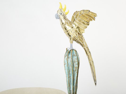 Brass Cactus and Parrot Console Table from Alain Chervet, 1989-YJA-1332875