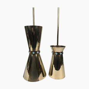 Brass Cafe Europa Pendant Lamps by Carl Appel, Vienna, 1950s, Set of 2-BAF-763555