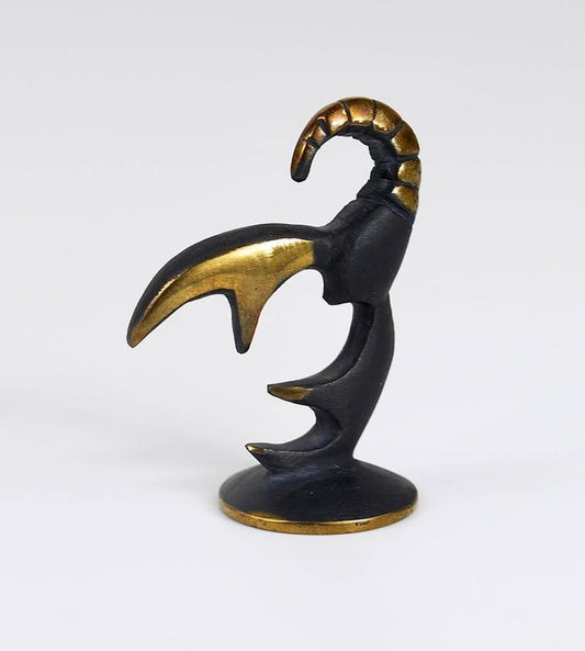 Brass Cancer Zodiac Figurine attributed to Walter Bosse for Hertha Baller, Austria, 1950s