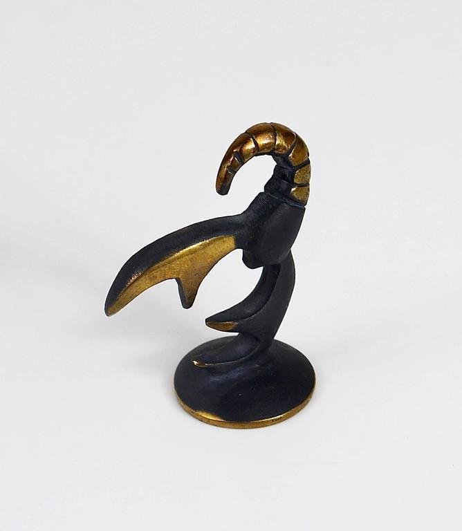 Brass Cancer Zodiac Figurine attributed to Walter Bosse for Hertha Baller, Austria, 1950s