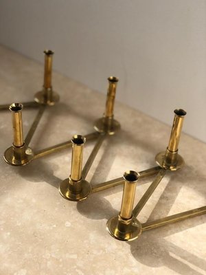 Brass Candleholder Margareta-Slingan by Lars Holmström for Arvika, 1950s-ARN-625785