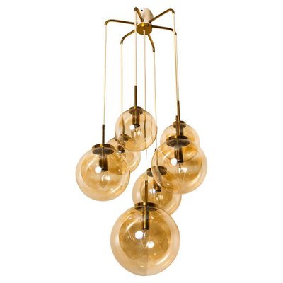 Brass Cascade with Seven Hand Blown Globes from Glashütte Limburg-VDW-1277132