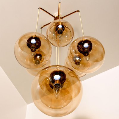 Brass Cascade with Seven Hand Blown Globes from Glashütte Limburg-VDW-1277132