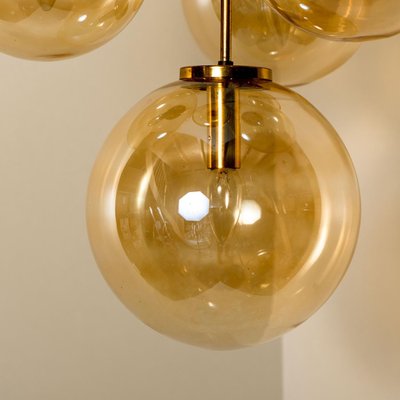 Brass Cascade with Seven Hand Blown Globes from Glashütte Limburg-VDW-1277132