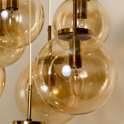 Brass Cascade with Seven Hand Blown Globes from Glashütte Limburg-VDW-1277132