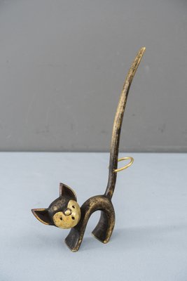 Brass Cat Figurine Ring Holder by Walter Bosse for Herta Baller, 1950s-SPD-680375